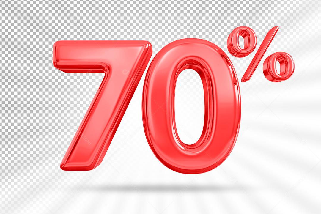 Número 3D 70% por cento vermelho de desconto Elemento PSD