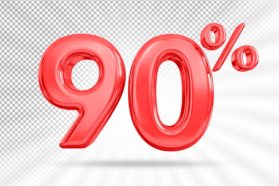 Número 3D 90% por cento vermelho de desconto Elemento PSD