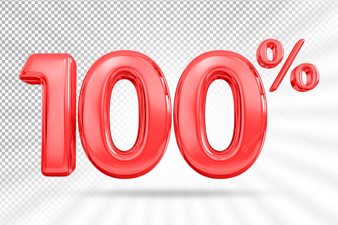 Número 3D 100% por cento vermelho de desconto Elemento PSD