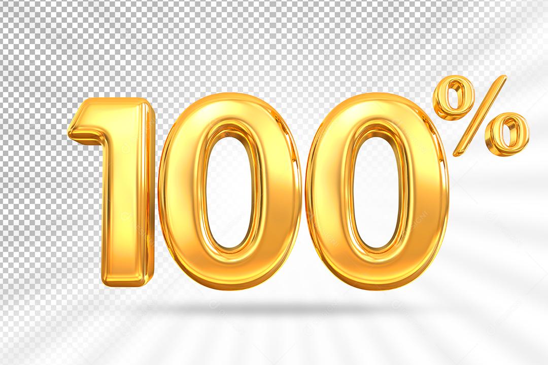 Número 3D 100% por cento de desconto dourado Elemento PSD