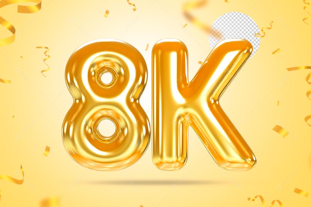 Elemento 3D 8K De Seguidores Dourado Para Composição PSD