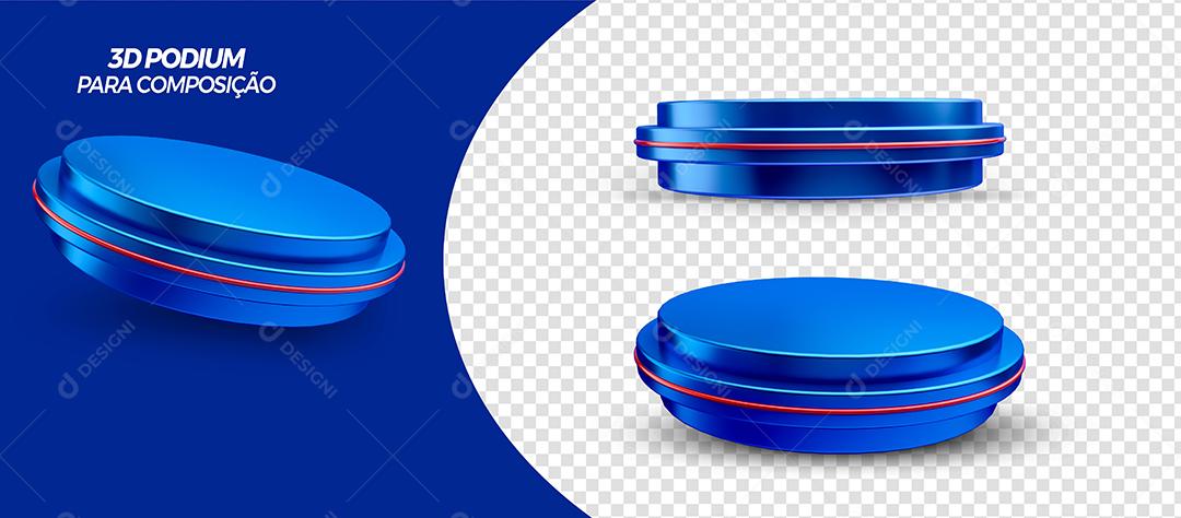 Elementos 3D Podium Azul Para Composição PSD