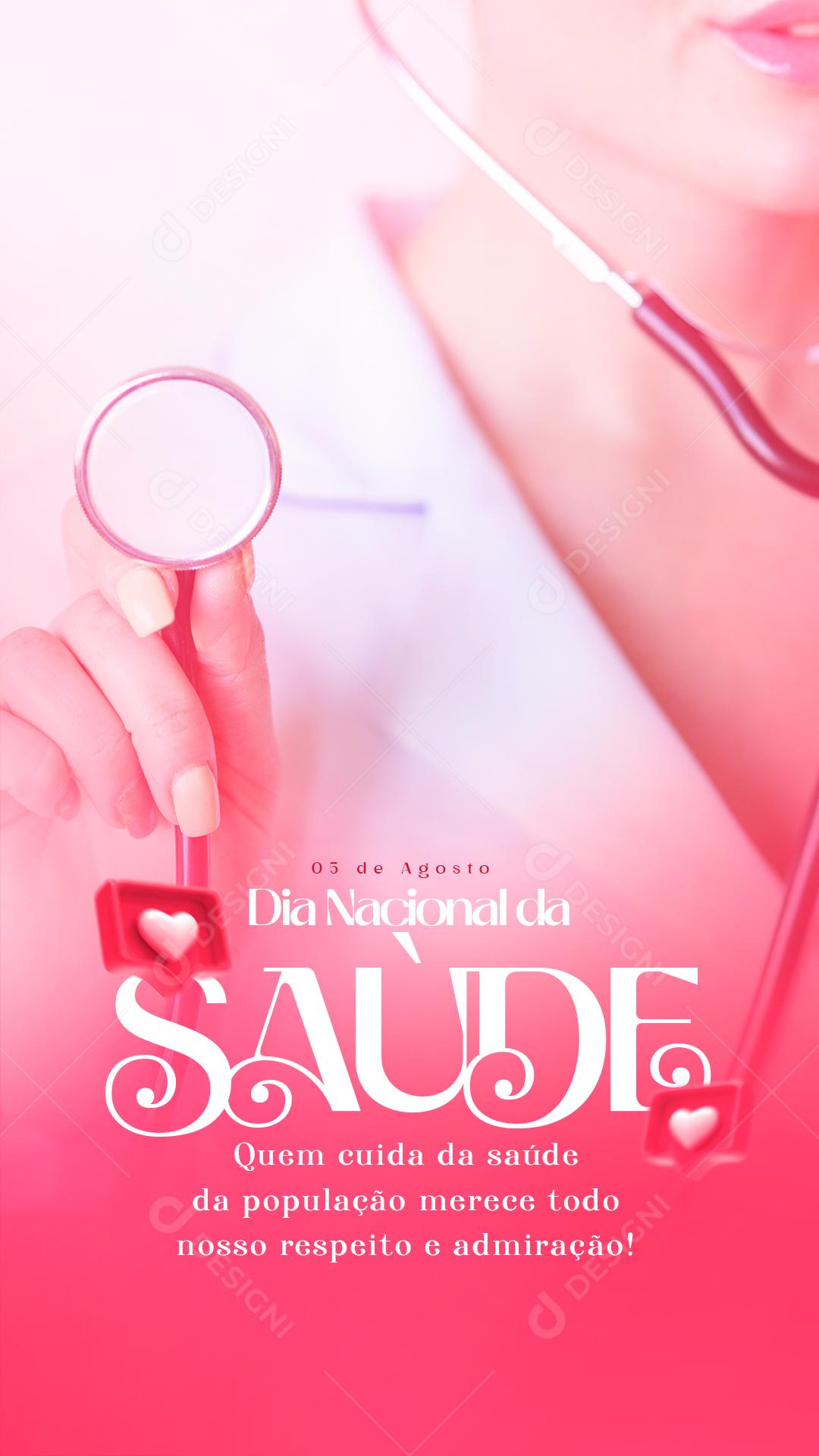 Story Quem cuida da saúde da população Dia Nacional da Saúde Social Media PSD Editável