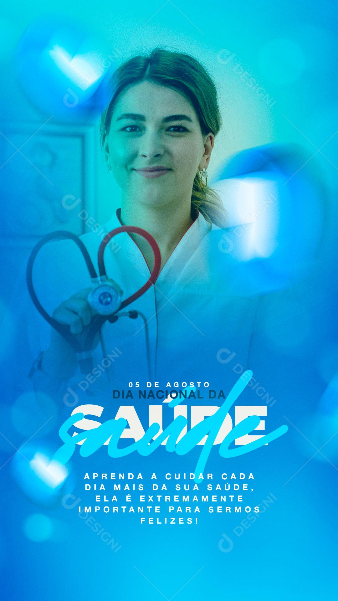 Story Aprenda a cuidar cada dia mais da sua Saúde Dia Nacional da Saúde Social Media PSD Editável