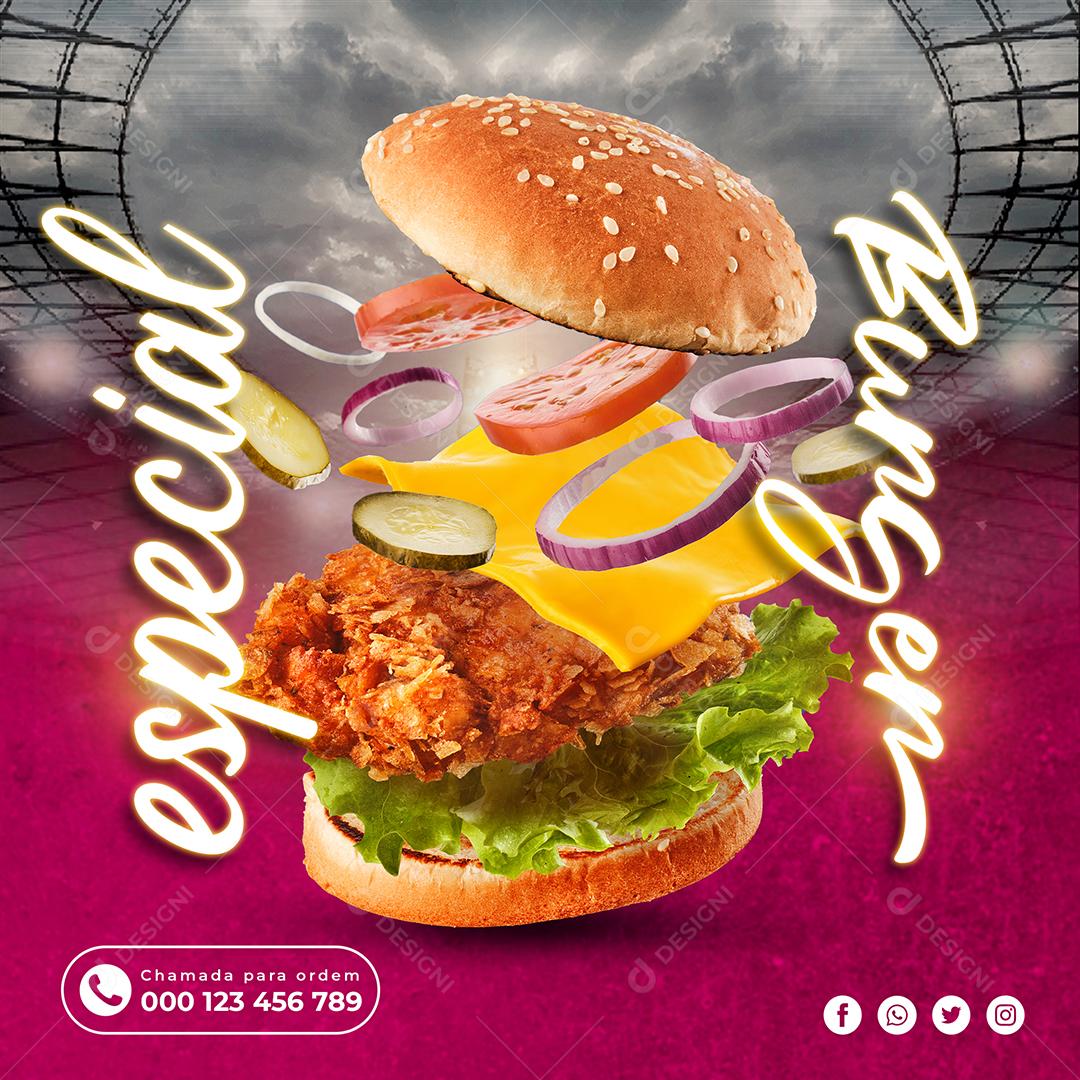 Especial Burger Hambúrguer Social Media PSD Editável