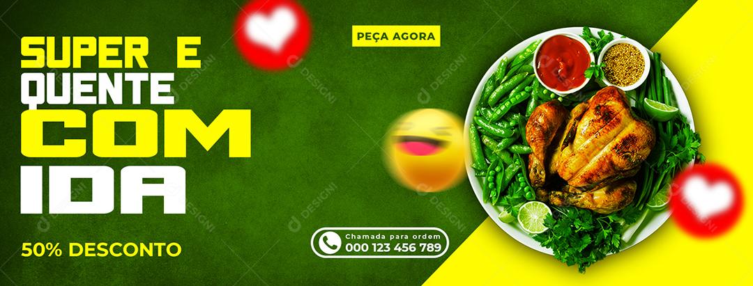 Banner Super e quente comida Restaurante Social Media PSD Editável