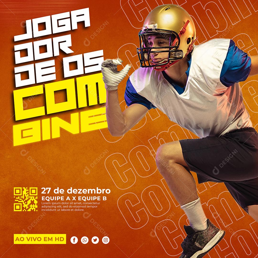 Jogador combine ao vivo Futebol Social Media PSD Editável