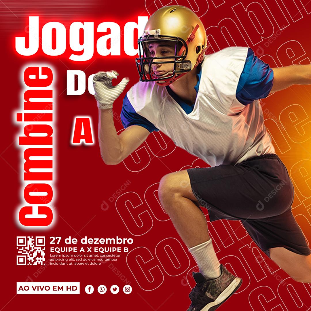 Combine Jogado Futebol americano Social Media PSD Editável