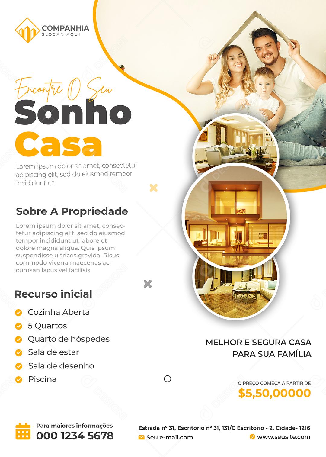 Encontre o seu Sonho casa Imobiliária Social Media PSD Editável