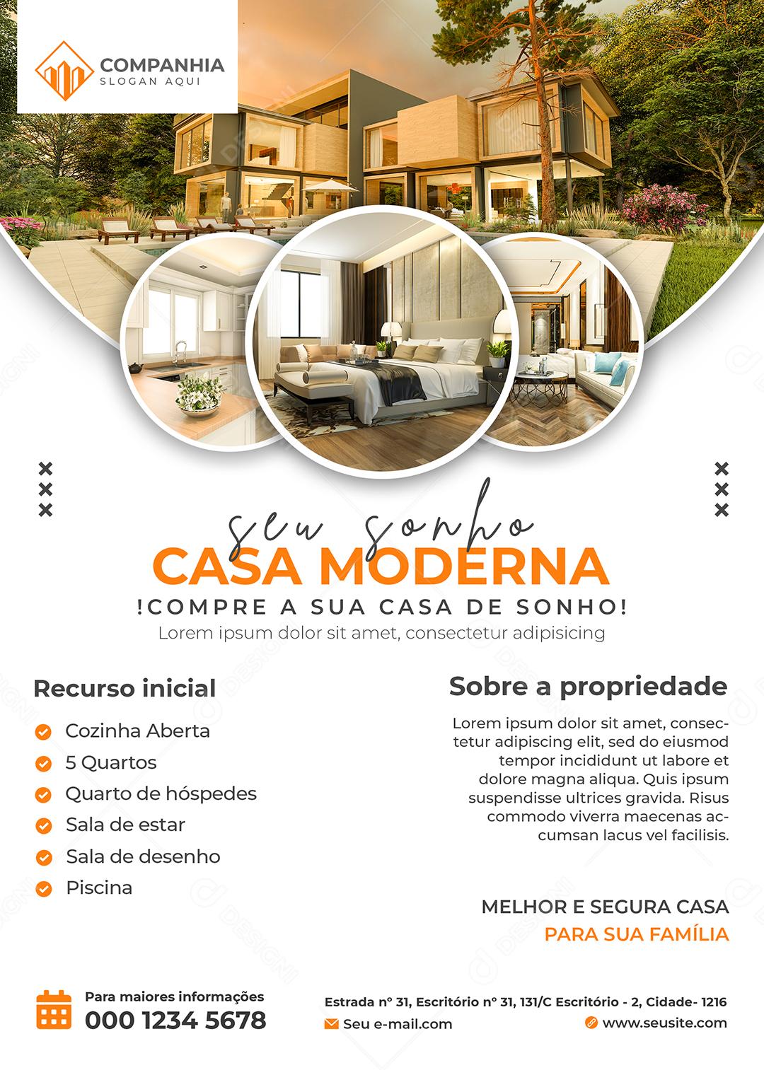 Social Media Seu sonho casa Moderna compre a sua casa de Sonho Imobiliária PSD Editável