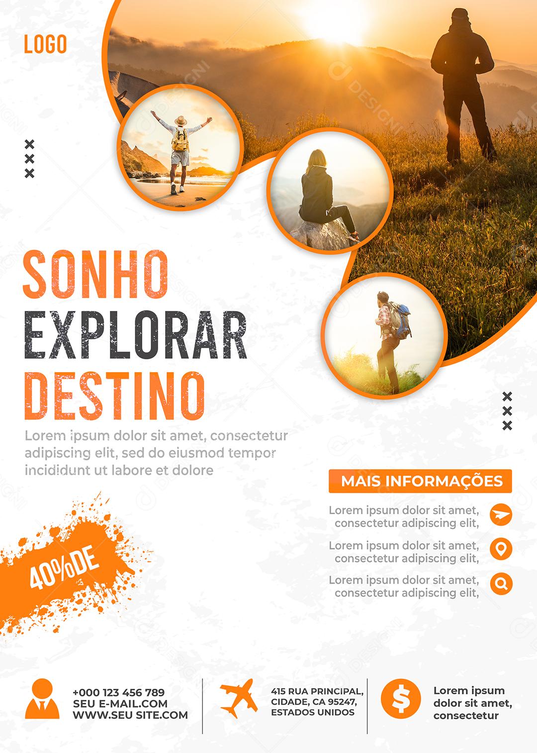Social Media Sonho Explorar Destino 40% de desconto Viagem PSD Editável