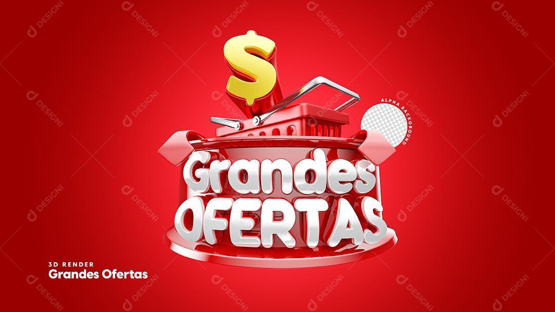 Grandes Ofertas Selo 3D Em Fundo Vermelho Para Composição PSD
