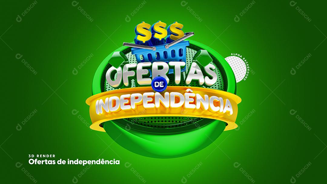 Ofertas de Independência Selo 3D Em Fundo Verde Para Composição PSD