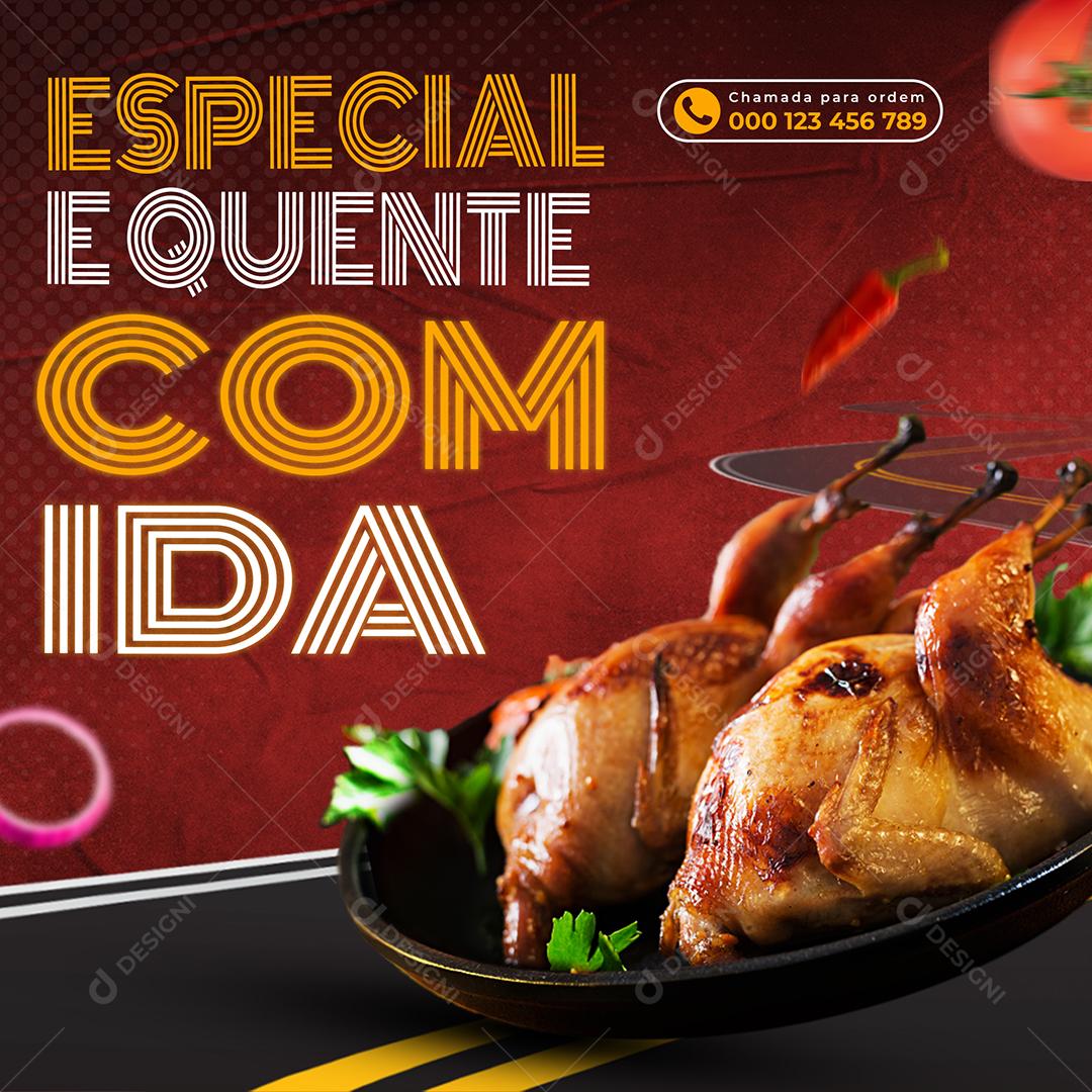 Especial e quente comida Restaurante Social Media PSD Editável