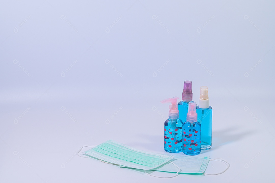 Máscara sanitária com gel de álcool para lavar as mãos Prevenir o coronavírus