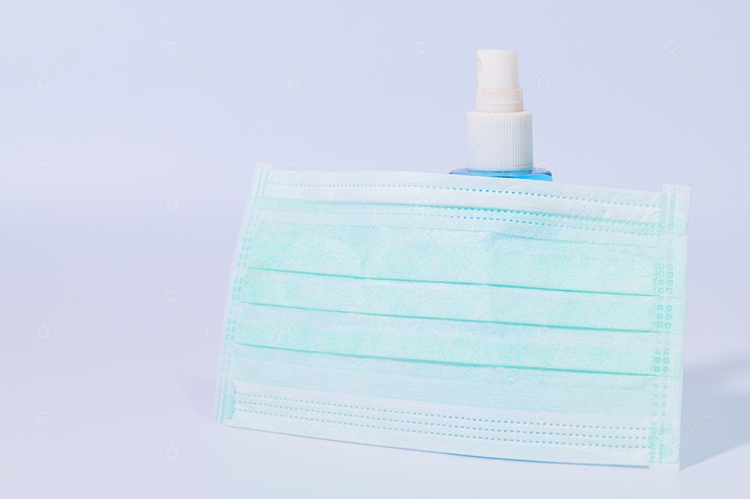 Máscara sanitária com gel de álcool para lavar as mãos Prevenir o coronavírus