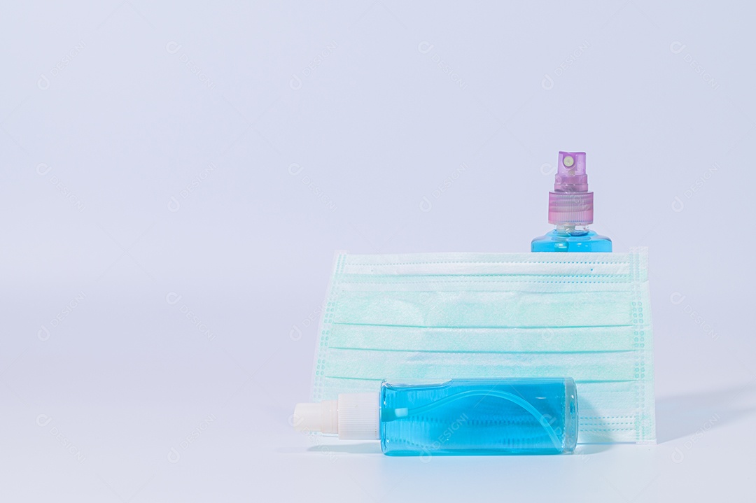 Máscara sanitária com gel de álcool para lavar as mãos Prevenir o coronavírus