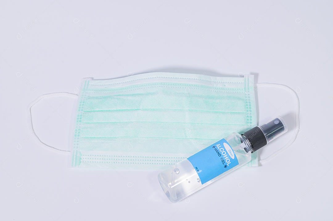 Máscara sanitária com gel de álcool para lavar as mãos Prevenir o coronavírus