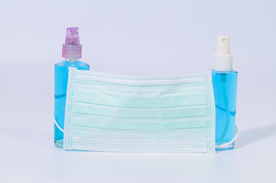 Máscara sanitária com gel de álcool para lavar as mãos Prevenir o coronavírus
