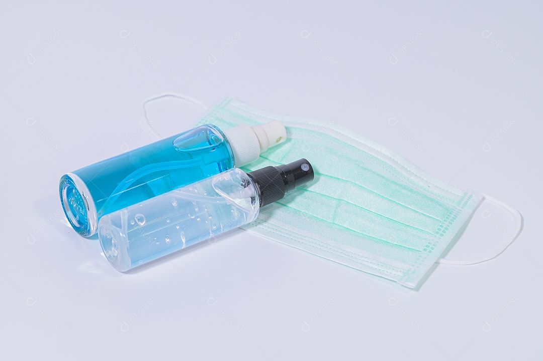 Máscara sanitária com gel de álcool para lavar as mãos Prevenir o coronavírus