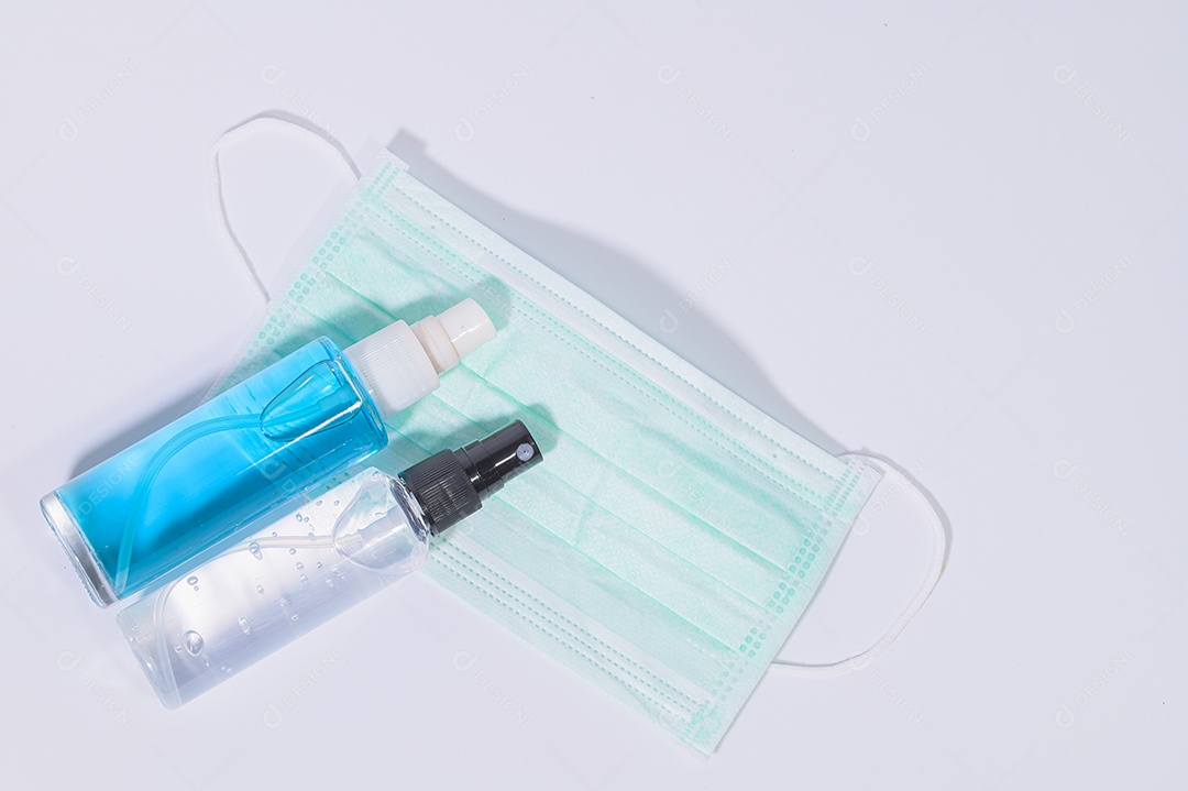 Máscara sanitária com gel de álcool para lavar as mãos Prevenir o coronavírus