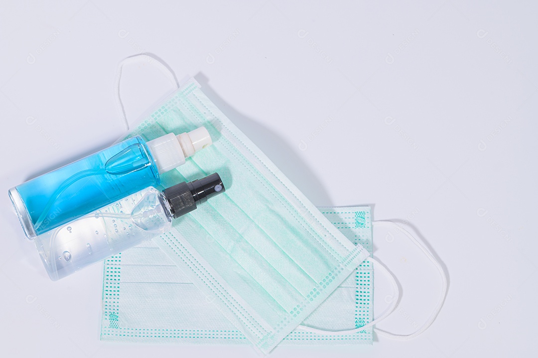 Máscara sanitária com gel de álcool para lavar as mãos Prevenir o coronavírus