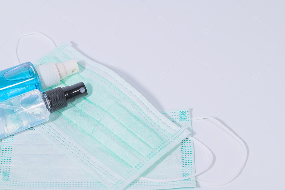 Máscara sanitária com gel de álcool para lavar as mãos Prevenir o coronavírus