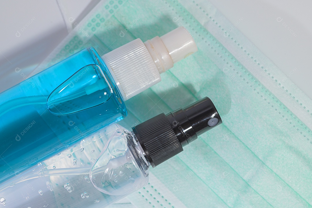 Máscara sanitária com gel de álcool para lavar as mãos Prevenir o coronavírus