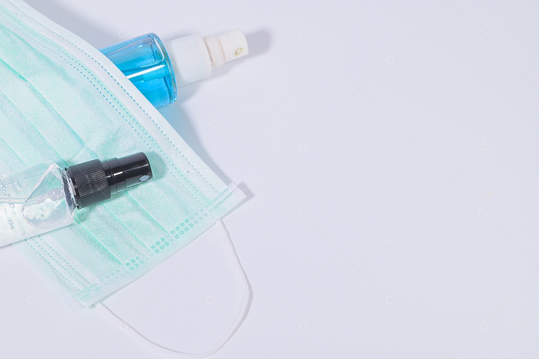 Máscara sanitária com gel de álcool para lavar as mãos Prevenir o coronavírus