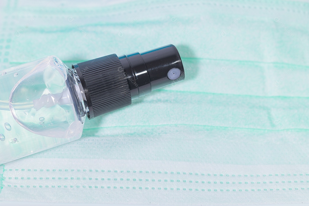 Máscara sanitária com gel de álcool para lavar as mãos Prevenir o coronavírus