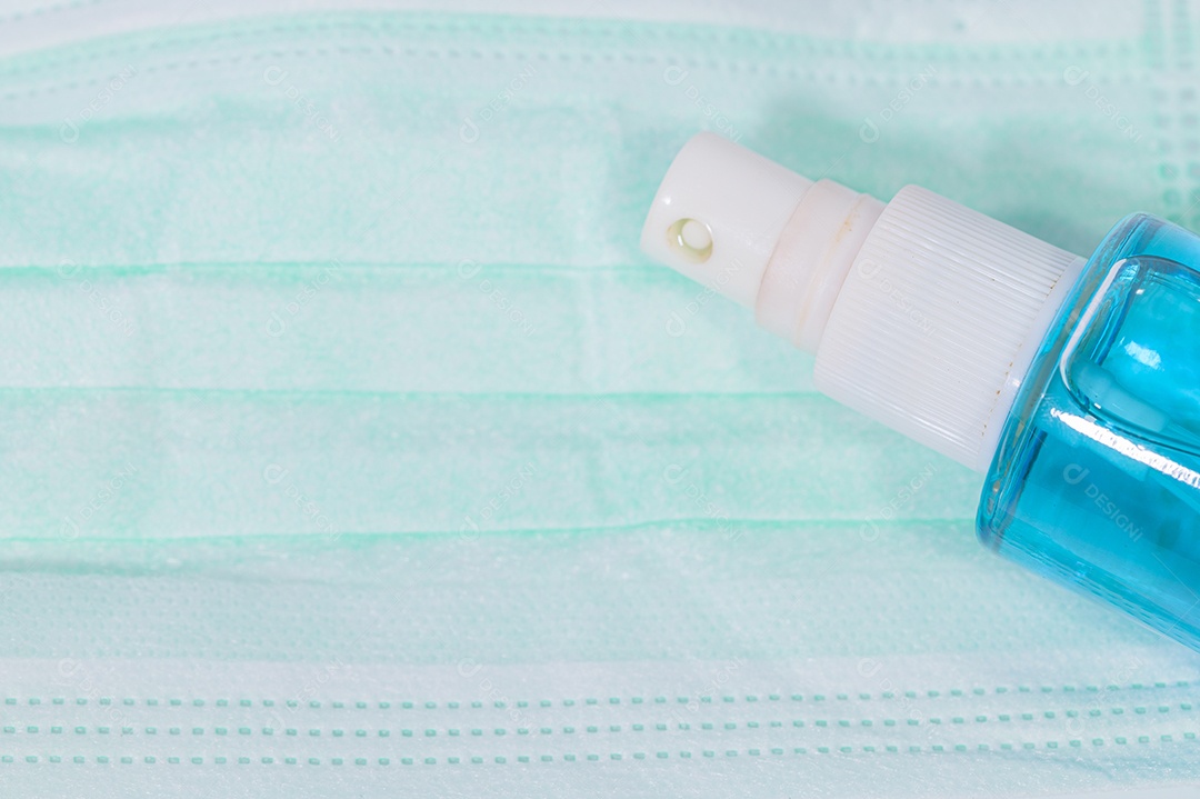 Máscara sanitária com gel de álcool para lavar as mãos Prevenir o coronavírus