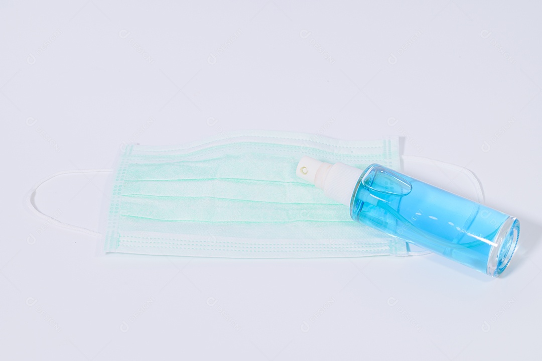Máscara sanitária com gel de álcool para lavar as mãos Prevenir o coronavírus