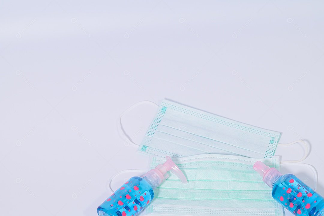 Máscara sanitária com gel de álcool para lavar as mãos Prevenir o coronavírus