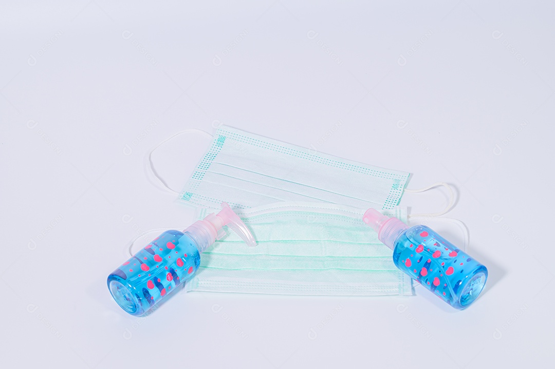 Máscara sanitária com gel de álcool para lavar as mãos Prevenir o coronavírus