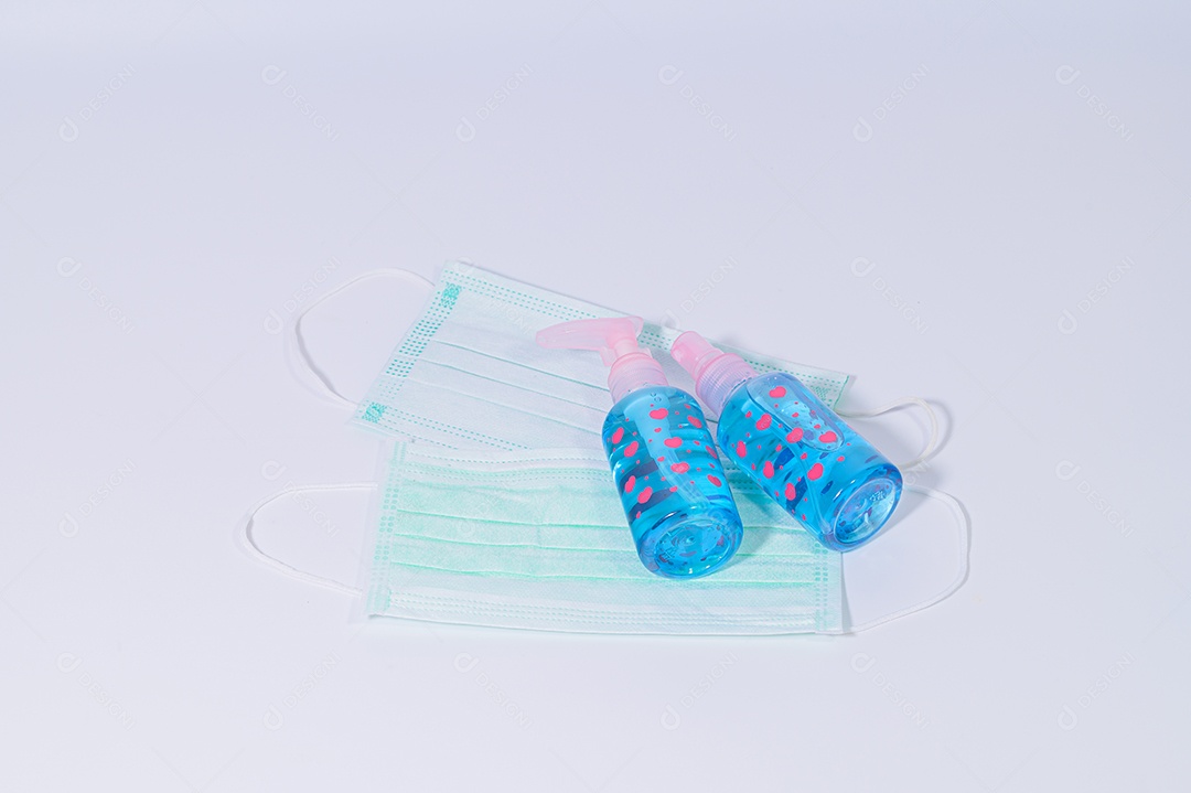 Máscara sanitária com gel de álcool para lavar as mãos Prevenir o coronavírus