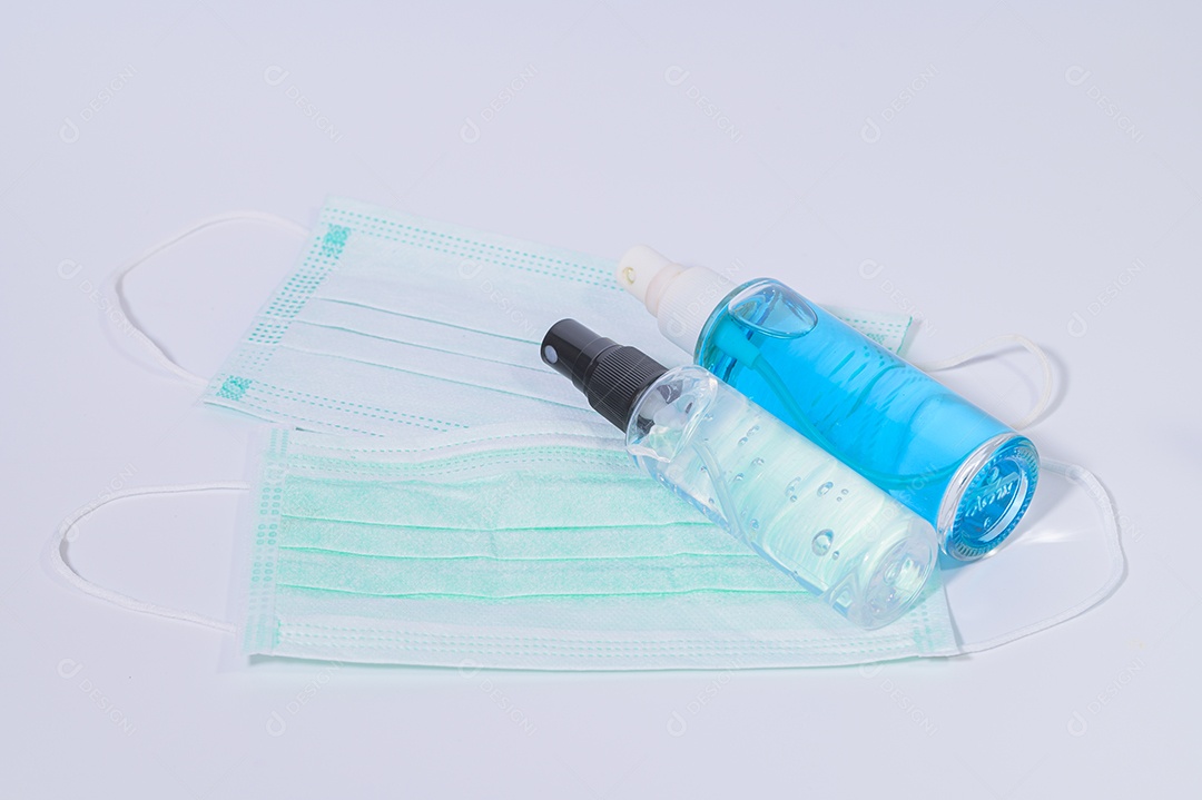 Máscara sanitária com gel de álcool para lavar as mãos Prevenir o coronavírus