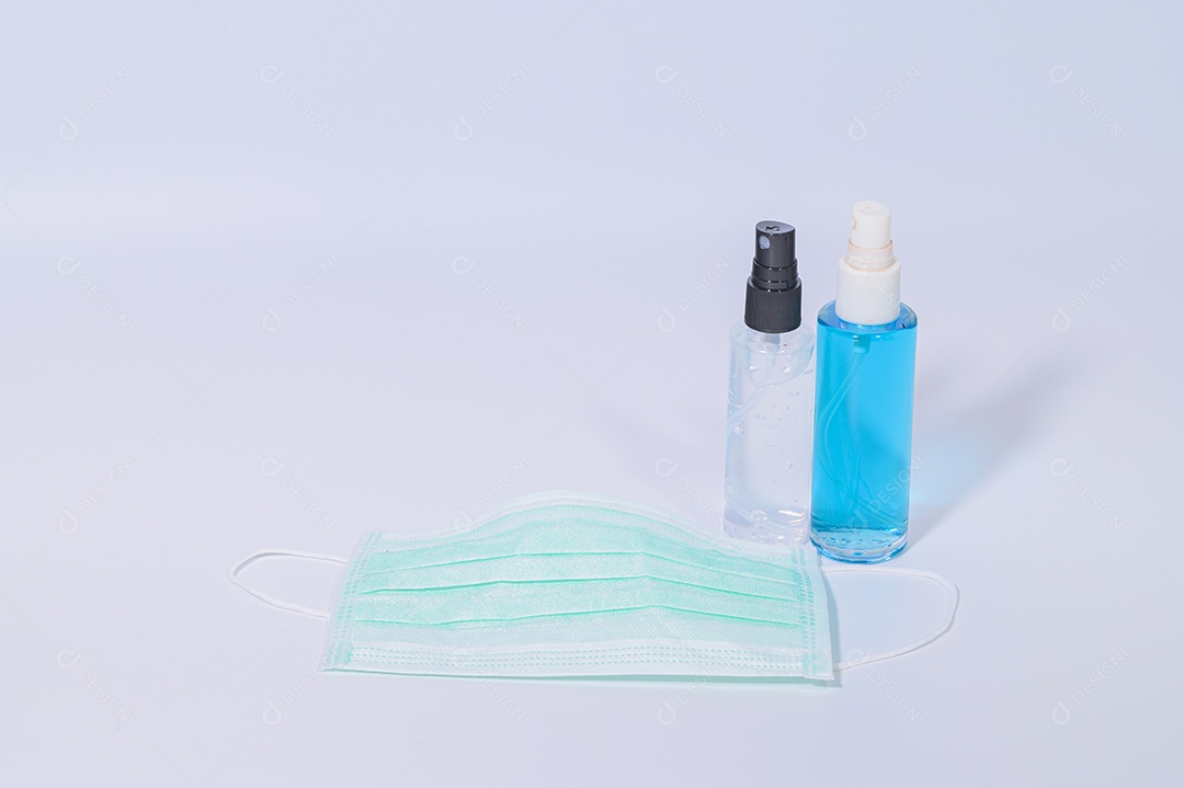 Máscara sanitária com gel de álcool para lavar as mãos Prevenir o coronavírus