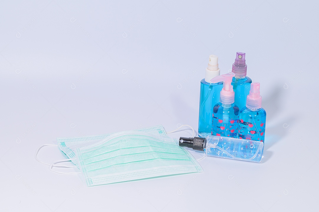 Máscara sanitária com gel de álcool para lavar as mãos Prevenir o coronavírus