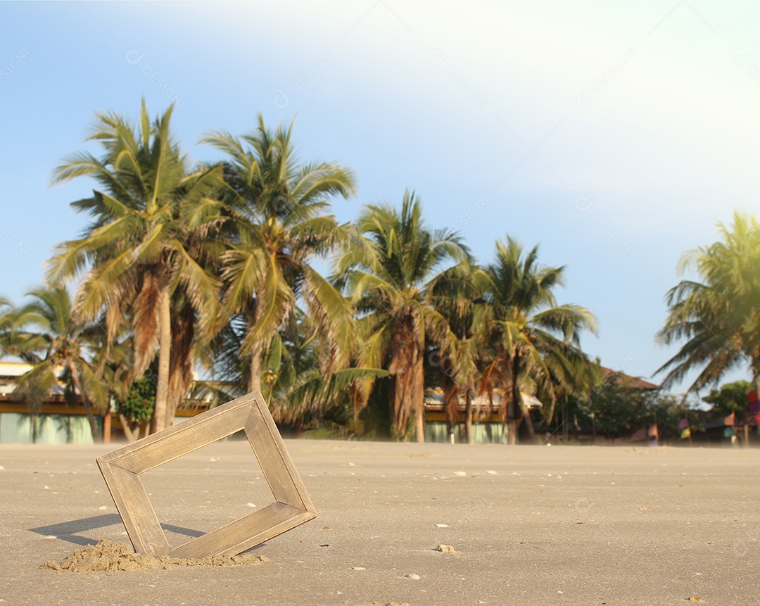 Porta-retratos com fundo de praia