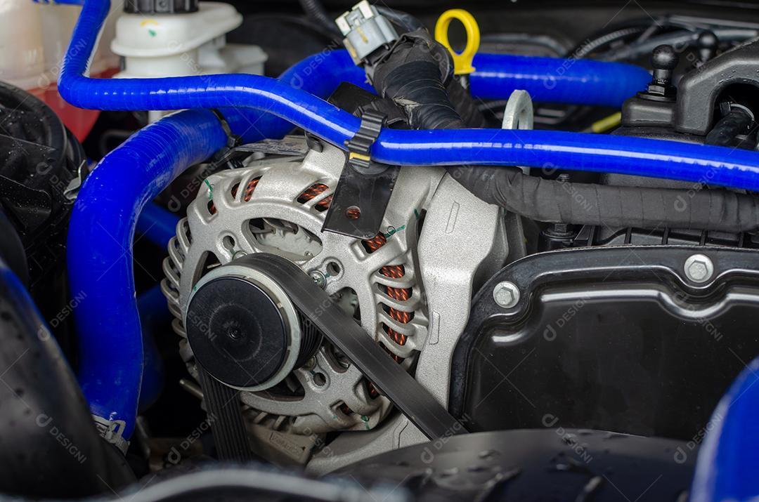 Motor de automóveis. Detalhes de várias partes do motor de automóveis