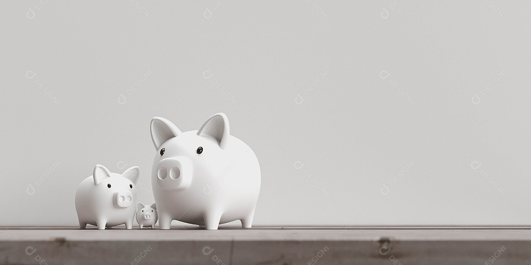 Porquinhos de gesso simbolizando o cofre