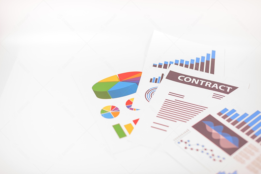 Papel de documento comercial colocado em uma cena branca