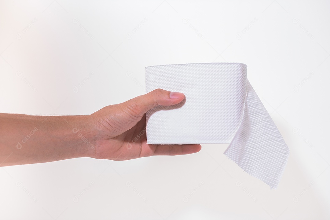 Manuseie o fundo branco do papel de seda.