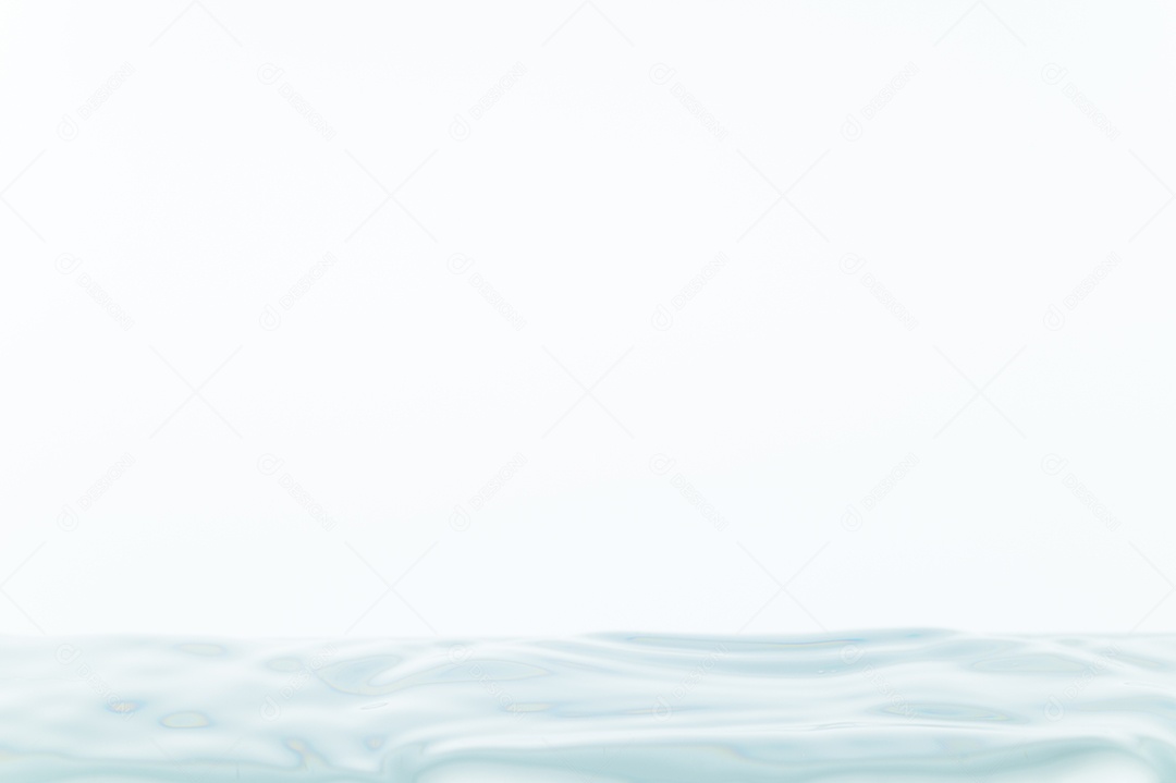 Gotas de água e ondas de água em um fundo branco