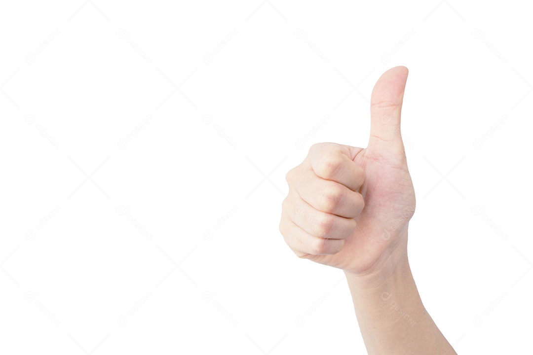 Mão de mulher é show Grande gesto isolado no fundo branco