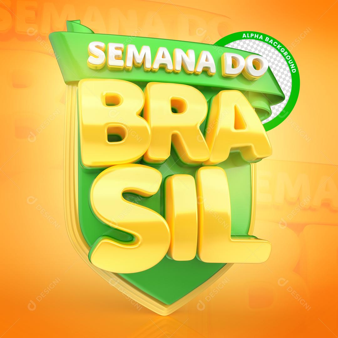 Selo 3D Semana do Brasil Para Composição PSD
