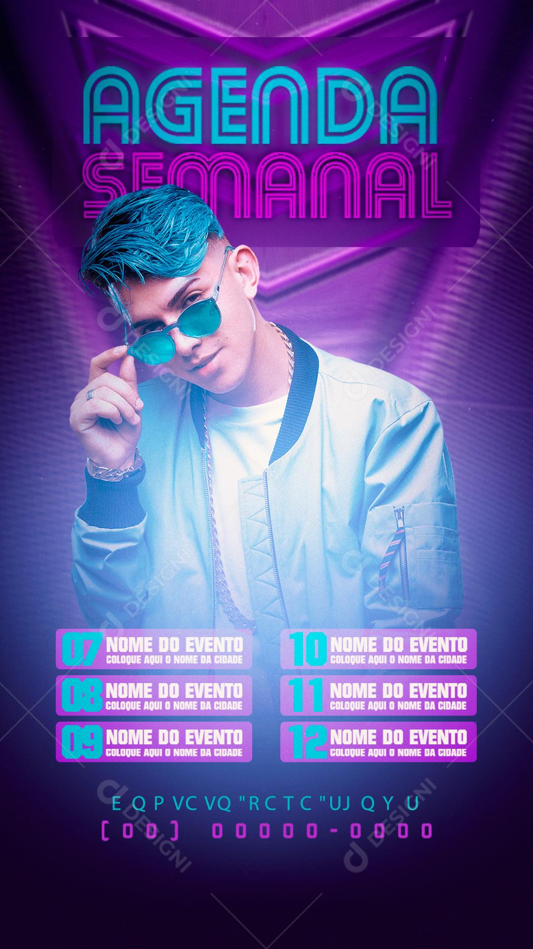 Flyer Story Agenda Semanal MC Fioti Cantor de Funk PSD Editável