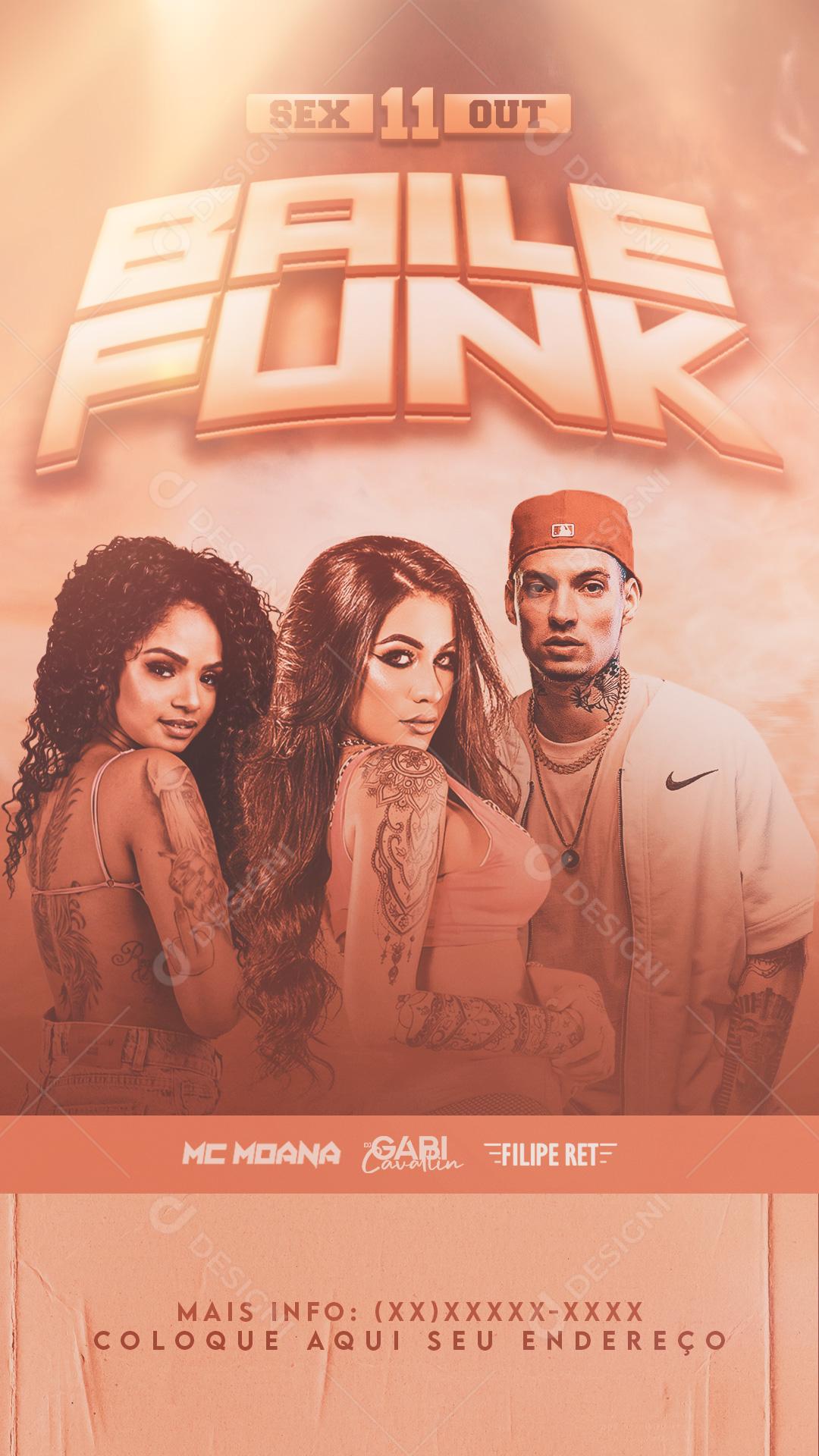 Social Media Flyer Story Baile Funk Cantores PSD Editável