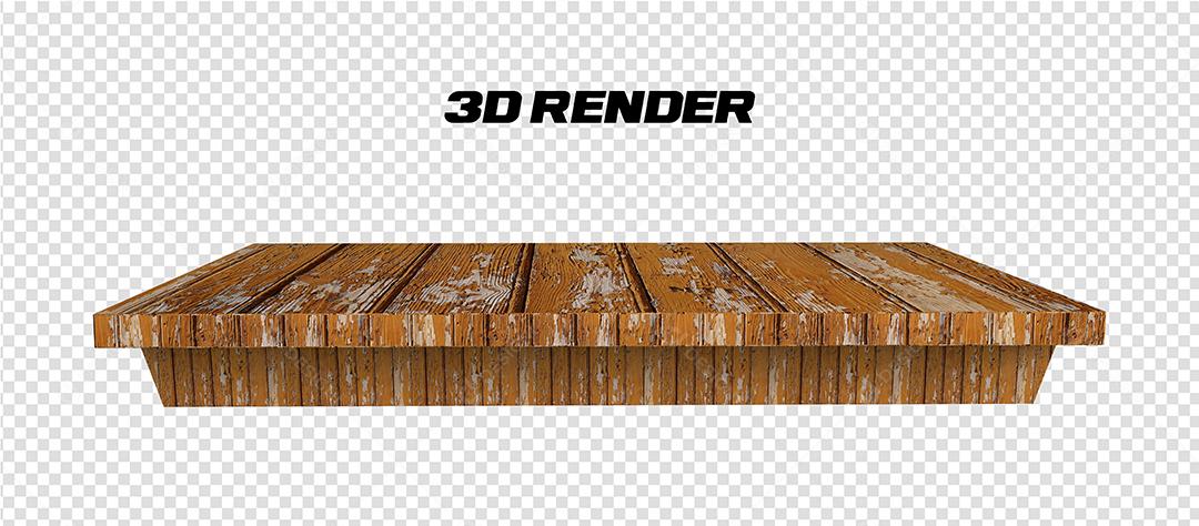 Mesa de Madeira escura Elemento 3D para composição PSD