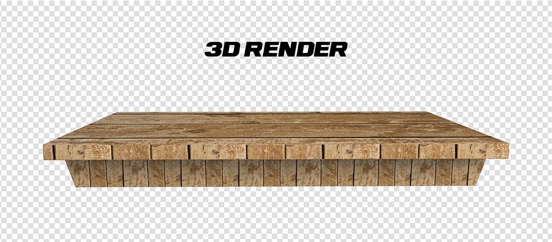 Elemento 3D Mesa de Madeira escura para composição PSD